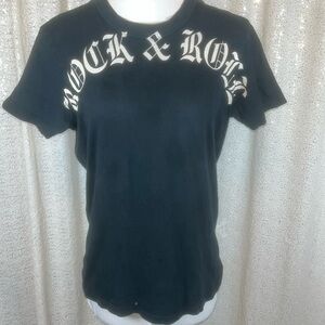 Black Fender Tee with Rock & Roll Print